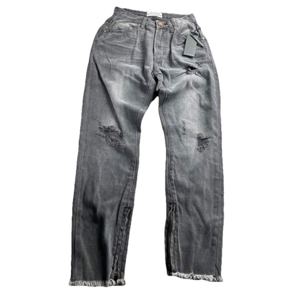 One Teaspoon Freebird Jeans 24x25 High‎ Waist Distressed Fade Black